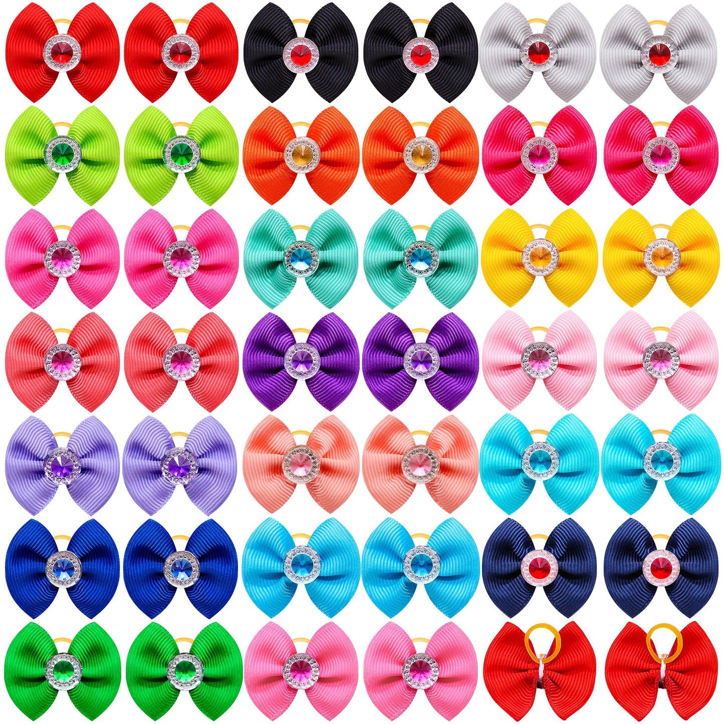 10/20/50PCS Dog Bow Puppy Grooming Accessories Decoration Cats Dogs Hair Bow Wholesale Multicolour Bow Rubber Band Pet Supplies