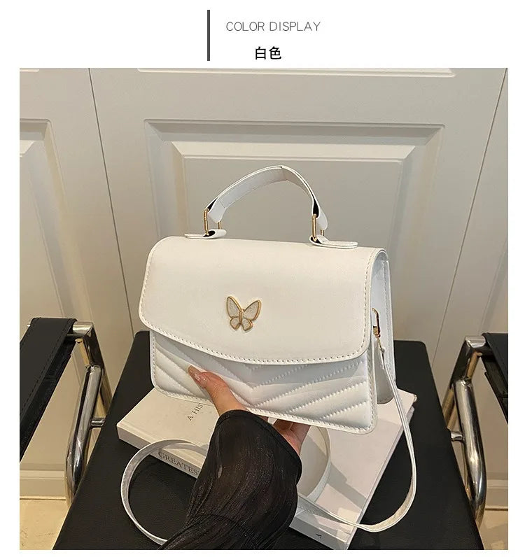 Lucky butterfly bag women's new fashion solid color simple texture trend beautiful casual shoulder messenger bag portable small