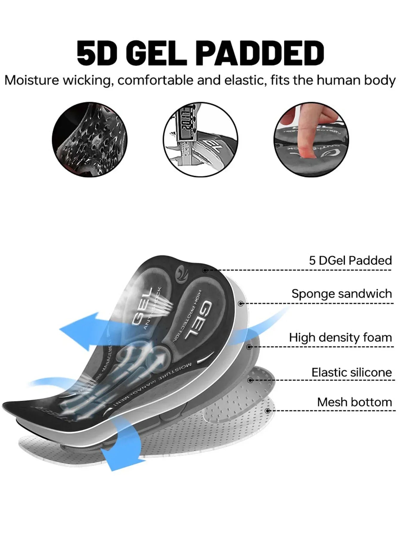 X-TIGER Cycling Shorts 6D Gel Cushioned Cycling Shorts MTB Cycling Briefs Cycling Lounge Pants Yoga Pants Sports Fitness Pants