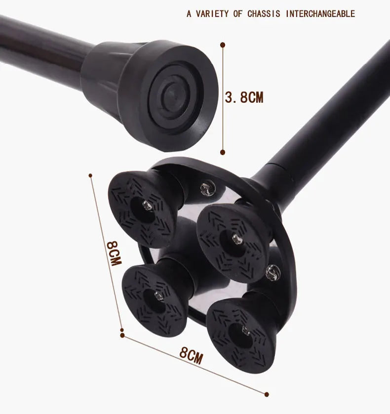 LED Light Walking Stick for Elderly - Adjustable Aluminum Alloy Crutch with Non-Slip Rubber Base for Seniors/Men/Disabled