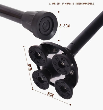 LED Light Walking Stick for Elderly - Adjustable Aluminum Alloy Crutch with Non-Slip Rubber Base for Seniors/Men/Disabled