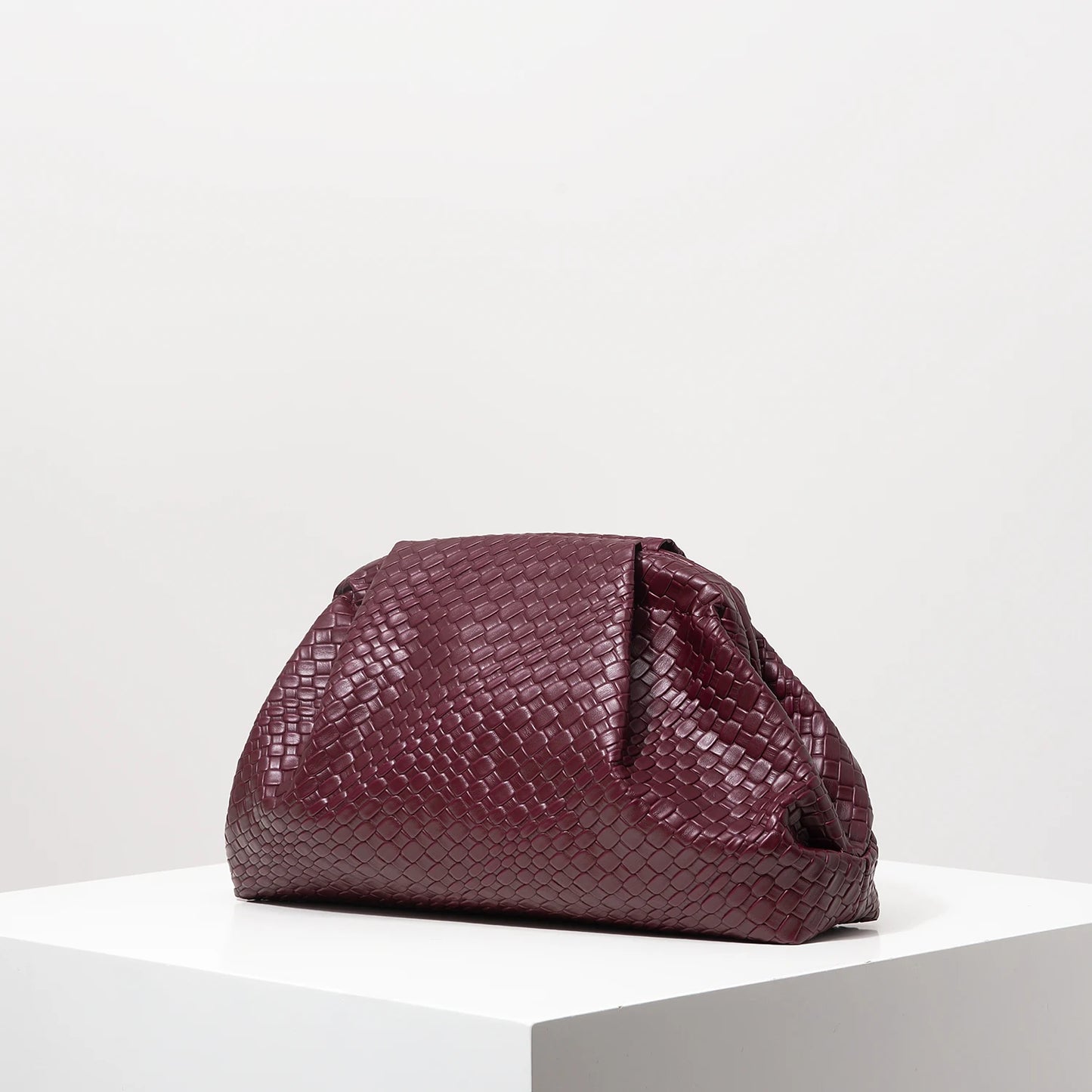 Vintage Artificial Leather Woven Pattern Clutch Bag，Burgundy Bag，Formal Dresses for Women，Large Capacity Women Purse