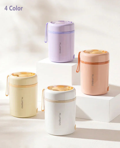 600ML Portable USB Electric Heating Lunch Box Stainless Steel Food Warmer with Drink Function for Picnics Food Heater