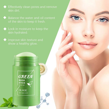 1~5PCS Green Tea Clay Stick For Face Green Mask Stick Smear Acne Shrink Blackhead Green Tea Extract Facial Mask Pore Cleansing