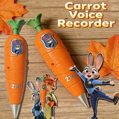 Disney Zootopia 2 Carrot Recorder Pen | Judy & Nick Style for Kids | 60s Mini Recorder | 2-in-1 Gel Pen Stationery