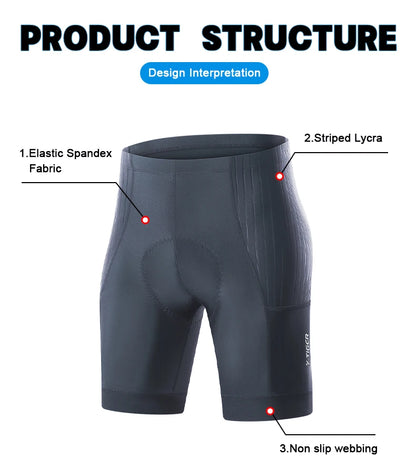 X-TIGER  Cycling Shorts Men Double Arrow Cushion Pad MTB Road Anti Slip Bike Shorts 7 Hours Ride Breathable Lycra Shorts