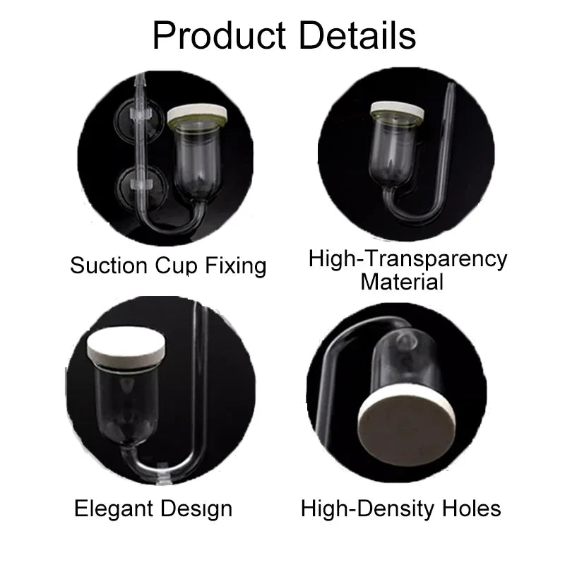CO2 Diffuser for Aquarium Bubble Reactor CO2 System Atomizer for Fish Tank Live Plants Water Grass Grow Refiner with Suction Cup