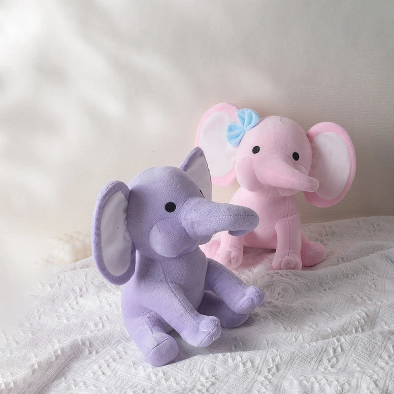 25cm/9.84in Soft Elephant Plush Stuffed Animal - Cute Fluffy Colorful Plush Toy (Multiple Colors: Pink/Blue/Purple/Rainbow) - Id