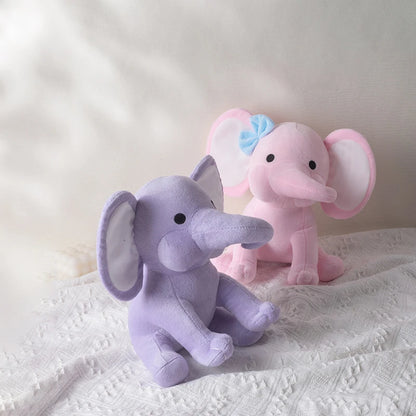 25cm/9.84in Soft Elephant Plush Stuffed Animal - Cute Fluffy Colorful Plush Toy (Multiple Colors: Pink/Blue/Purple/Rainbow) - Id