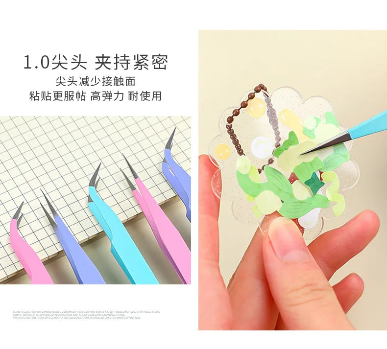 2pcs Tweezers Creative Macaroon Color Clip for DIY Decroative Journal Diary Scrapbook Sticker Tool Back To School Student Supply