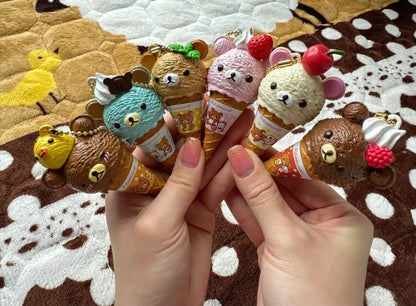 Anime Cute Kawaii Capsule Blind Box Toy Ice Cream Bear Bead Chain Hanging Bag Doll Toy Model Decoration Pendant Children'S Gift
