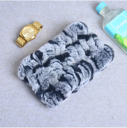 Women Handmade Stretch 100% Real Rabbit Fur Scarf Knit Genuine Rex Rabbit Fur Headbands Girls Natural Rabbit Fur Ring Scarves