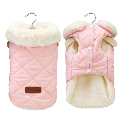 Warm Chihuahua Dog Cat Clothes Winter Fur Collar Small Dogs Puppy Coat Thick Cotton Pet Jacket Outfits Clothes for Small Dog Pug