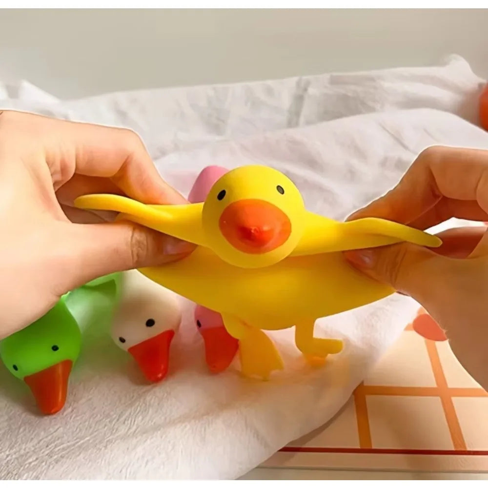 Cute Soft Duck Goose Squishy Toy Stretchable Squeeze Stress Relief Decompression Fidget Toy for Kids Adults Best Friend Gift