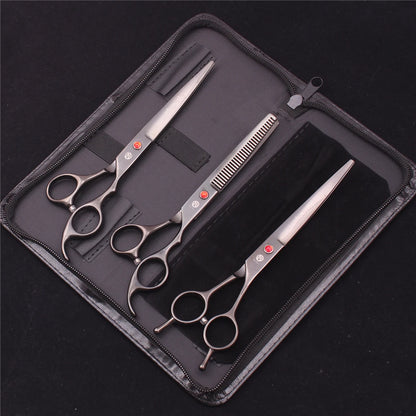 Purple Dragon Dog Grooming Scissors Kit 7" 6.5" Stainless Pet Curved Scissors Thinning Scissors Straight Shears Chunker Z3002