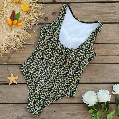 2026 New Printed One-piece Swimsuit Classic Printed Lace Up Swimsuit Women's Push Up Flower One-piece Suit Beach Wear For Female