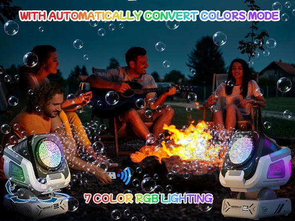 2025 Upgraded Version of the Bubble Machine with Remote Control, Automatic Rotation, and Rgb Lights, 1800Mah Rechargeable Battery, Type-C Charging, Suitable for Children, Weddings, Birthday Parties, and Outdoor Activities, Bu