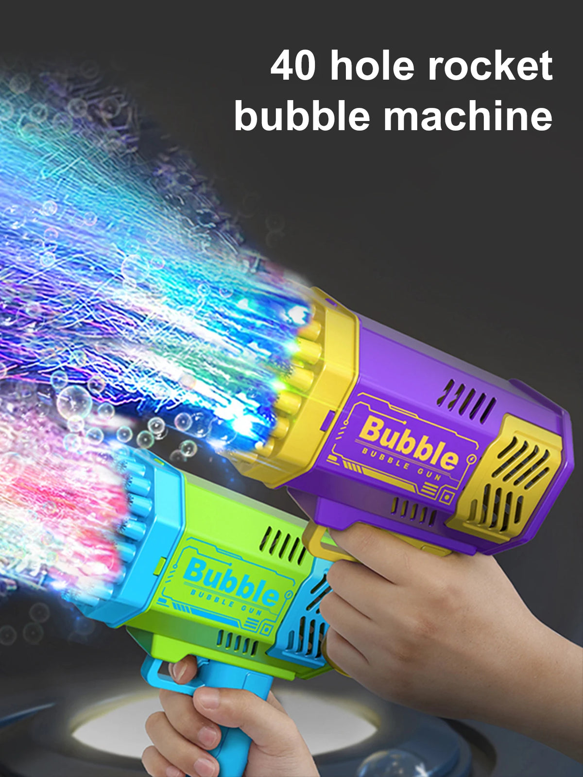 40 hole handheld massive foaming space light bubble machine electric children's toys without battery without bubble water