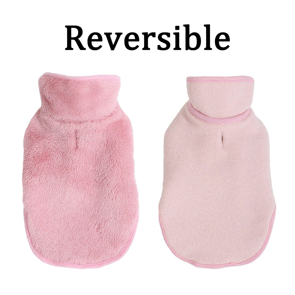 Cute Pet Jacket Coat Adjustable Soft High Neck Kitten Apparel Reversible Warm Fleece Autumn Winter Costume For Small Cats Sphynx