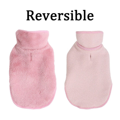 Cute Pet Jacket Coat Adjustable Soft High Neck Kitten Apparel Reversible Warm Fleece Autumn Winter Costume For Small Cats Sphynx