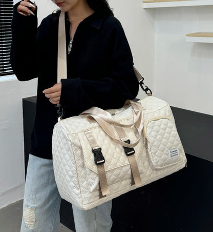 Durable Nylon Travel Duffle Bag, Portable Sports Gym Bag for Overnight Trips Shoulder Duffel Training Bag, Spacious Argyle