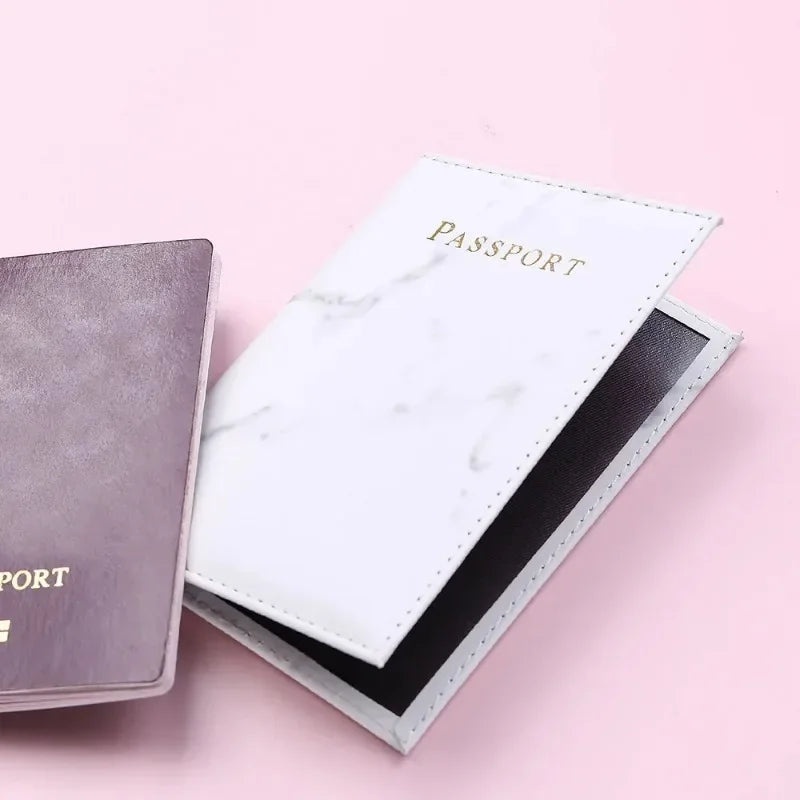 Women Fashion Pink Marble Pattern Travel Passport Cover Holder Bag Credit Cases Thin Ticket Protective Essentials Accessories