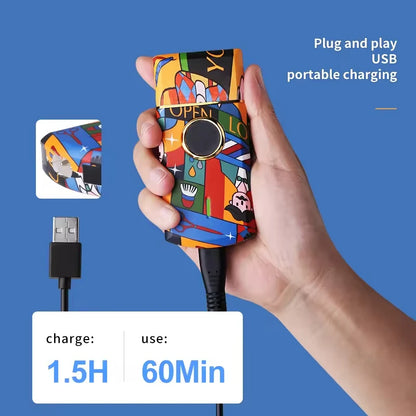 Kemei KM-RS7098 Rechargeable Electric Shaver Portable Single Blade Beard Trimmer Fashion Random Graffiti Shaving Machine