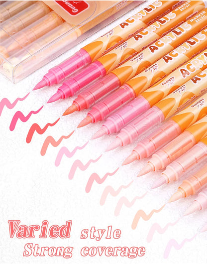 GuangNa 12-72 Colors Soft Brush Acrylic Marker Pen Set,Skin Tone, Macaron color,DIY Hand Drawn,Paint Art Markers pens,GN.8201F/M