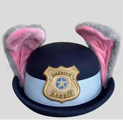 HOT Disney Zootopia 2 Judy Bendable Bunny Ear Sheriff Hat | Movie Cos Accessory | Xmas/Anime Rabbit Police Headwear