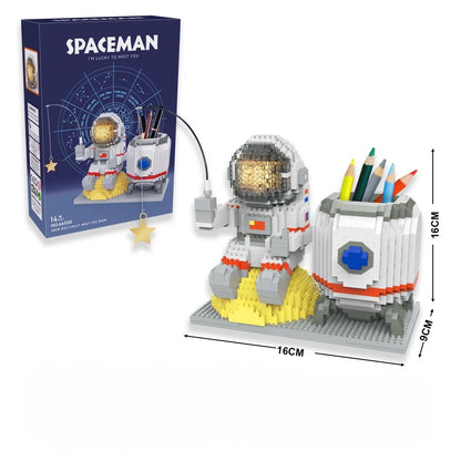 Knew built Luminous Astronaut Moon Micro brick Building Blocks Set Educational Toys LED Light Technology Bricks for Adults