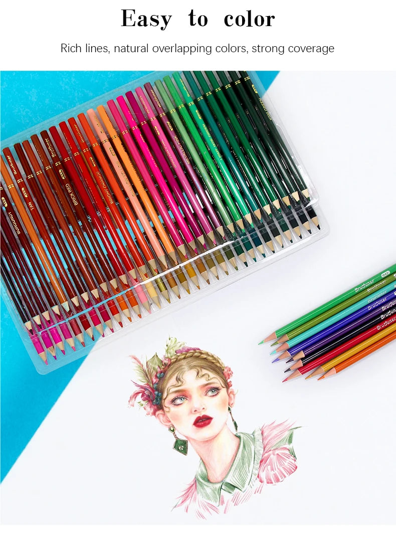 Brutfuner 48/72/120/150/160/180Colors Pencils Professional Oil Wood Soft Watercolor Pencil For School Draw Sketch Art Supplies