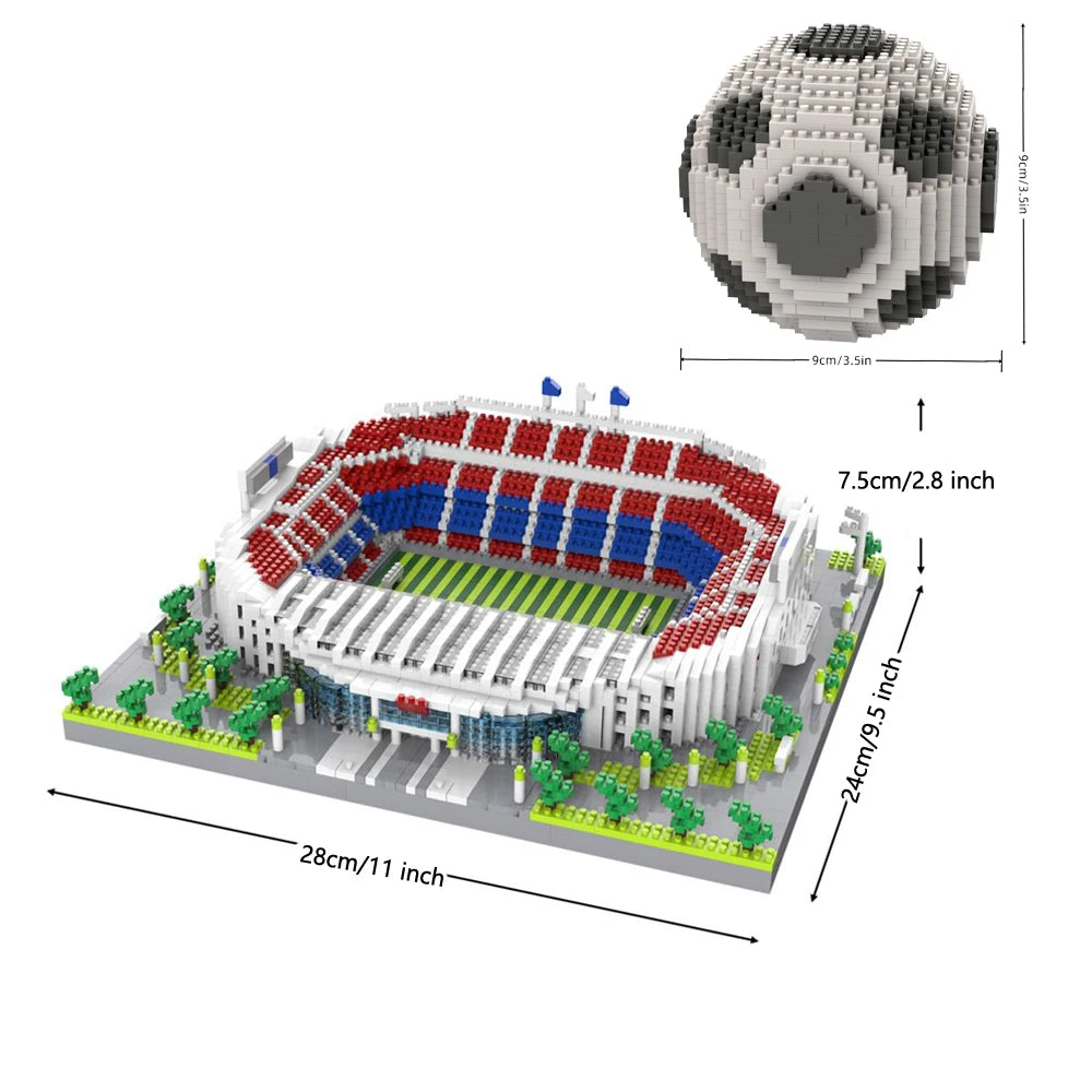 Knew Built Madrid Soccer Stadium with Soccer Ball Micro Blocks, Building Toys, Experience the Joy of Footballive, Good Deco Gift