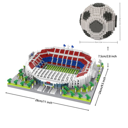 Knew Built Madrid Soccer Stadium with Soccer Ball Micro Blocks, Building Toys, Experience the Joy of Footballive, Good Deco Gift