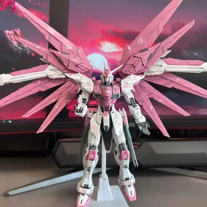 ZGMF-X10A HG 1/144 Freshman Freedom Mecha Assembly Model Action Figures Cherry Blossom Color Scheme Children Toy Gift Decorate