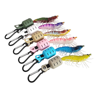 L+M Size Squid Jig Protector Set Octopus Egi Hook Cover Cuttlefish Umbrella Lure Cap Wood Shrimp Bait Tackle with Carabiner