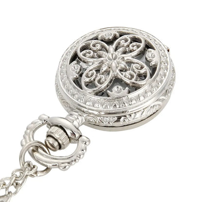 Fashion Vintage Women Quartz Pocket Watch Alloy Hollow Out Flowers Lady Girl Sweater Chain Necklace Pendant Clock Gifts