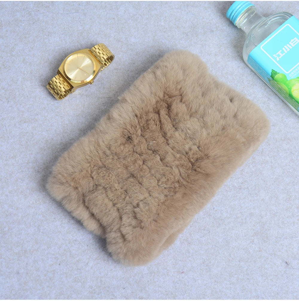 Women Handmade Stretch 100% Real Rabbit Fur Scarf Knit Genuine Rex Rabbit Fur Headbands Girls Natural Rabbit Fur Ring Scarves