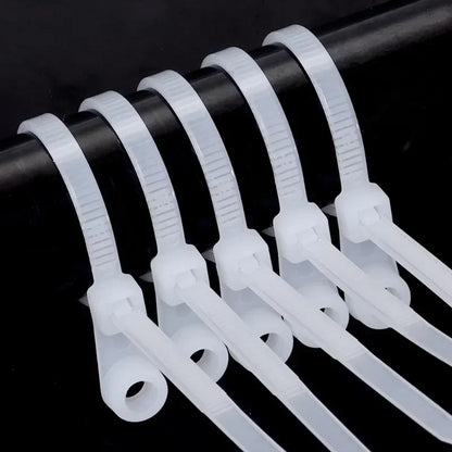 500/100PCS Screw Hole Cable Ties Reusable Fixed Nylon Cable Ties Self-locking Cord Ties Straps Fastening Loop Office Organizer
