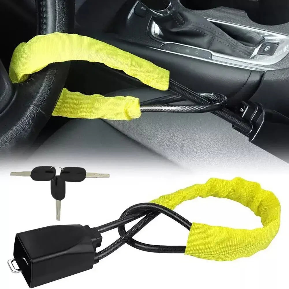 Truck steering wheel lock Universal auto seat belt buckle lock rope Car 5mm thick braided steel cable anti-theft safety lock set