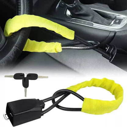 Truck steering wheel lock Universal auto seat belt buckle lock rope Car 5mm thick braided steel cable anti-theft safety lock set