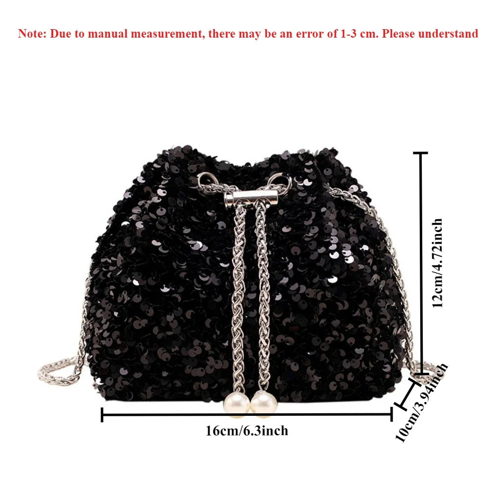 Crossbody Bags Sequin Women's New Korean Bucket Bag Bright Eyes Style Fashion Crossbody Dinner Single Shoulder Bags