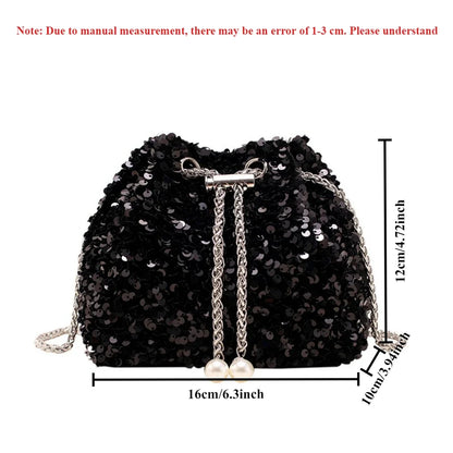 Crossbody Bags Sequin Women's New Korean Bucket Bag Bright Eyes Style Fashion Crossbody Dinner Single Shoulder Bags