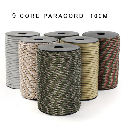 100m 550 Militärs Standard 9-Kern Paracord Seil 4mm Outdoor Fallschirm Schnur Überleben Regenschirm Zelt Lanyard Riemen Wäschele