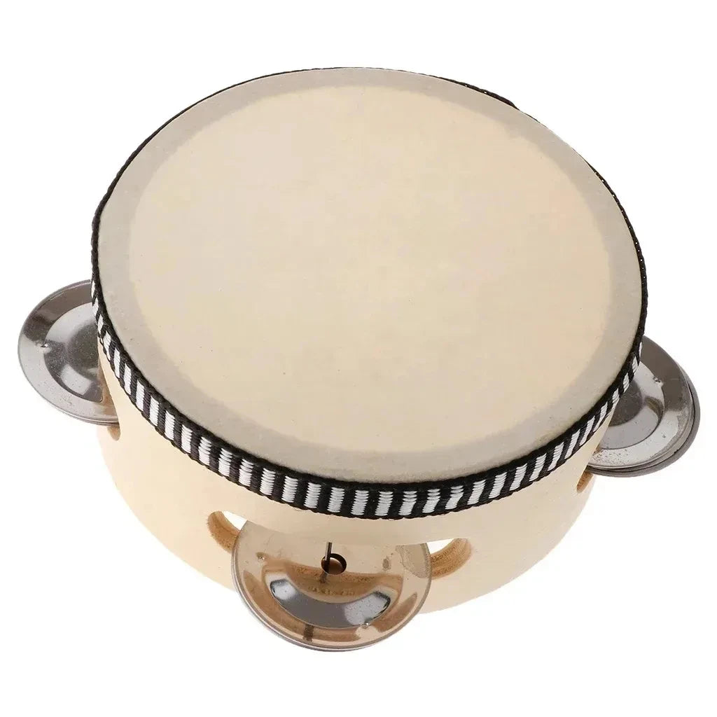 6inch Handheld Tambourine Metal Jingles Percussion Drum for KTV Party Games Handheld Musical Instrument