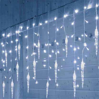 Christmas Garland LED Icicle Curtain String Lights Droop Outdoor Garden Street Wedding Decorative lighting Steady on