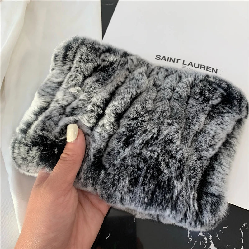 Women Handmade Stretch 100% Real Rabbit Fur Scarf Knit Genuine Rex Rabbit Fur Headbands Girls Natural Rabbit Fur Ring Scarves