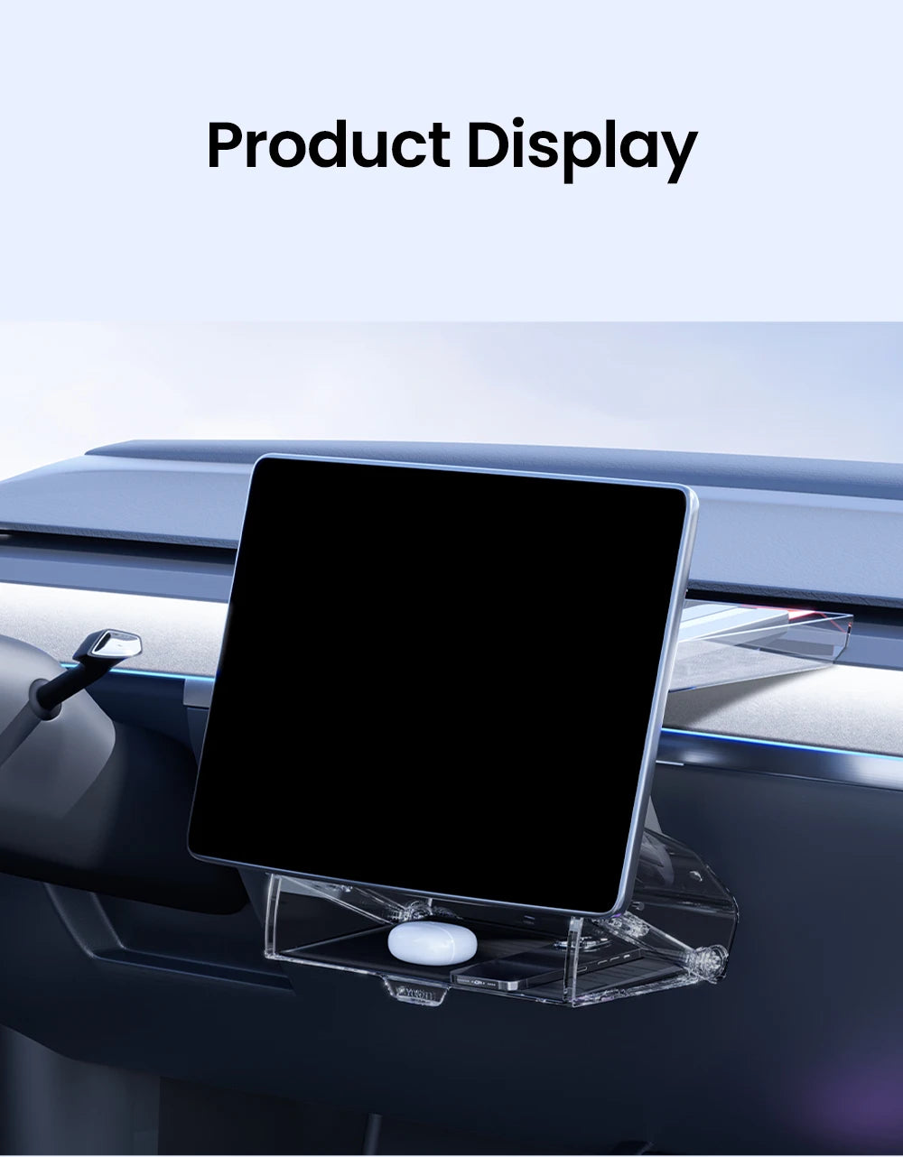 YZ For New Tesla Highland Model 3 Y Juniper Tray Magnetic Under Screen Fold Storage Box ETC Screen Storage Box Accessories