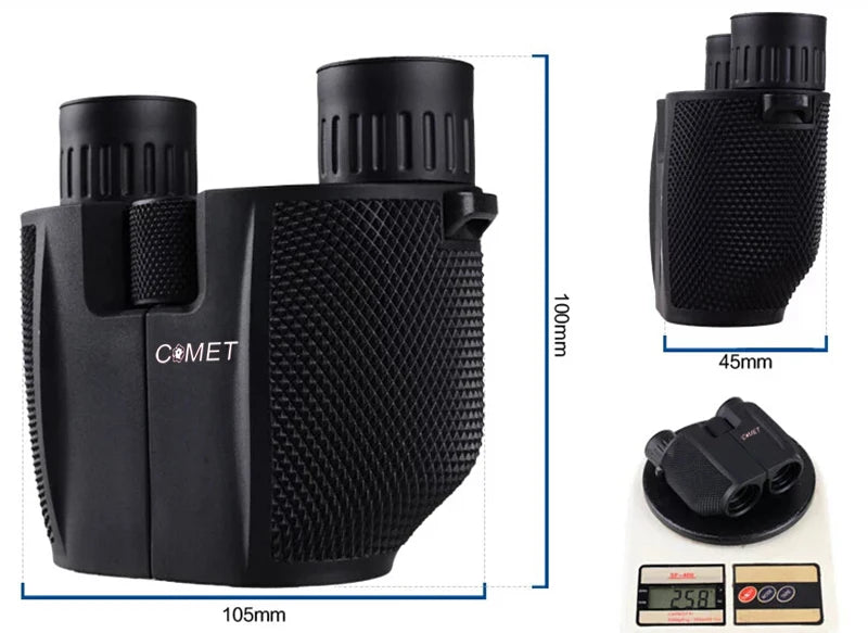 COMET Binoculars 10X25 Long Range Pocket HD Telescope Folding Compact Bak4 Prism Binocular Optical Scope FMC Lens For Hunting