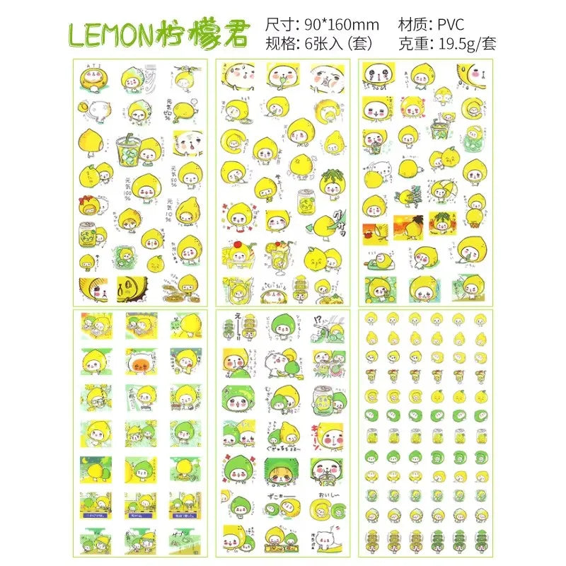 6Pieces/Set Transparent Pvc Waterproof Cartoon Sticker DIY Hand Account Decorative Stickers Kawaii Phone Cup Stickers