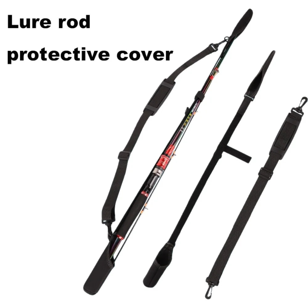 Adjustable Fishing Rod Storage Bag Black Portable Fishing Rod Shoulder Belt Fishing Rod Belt Protector Reel Fishing Accessories